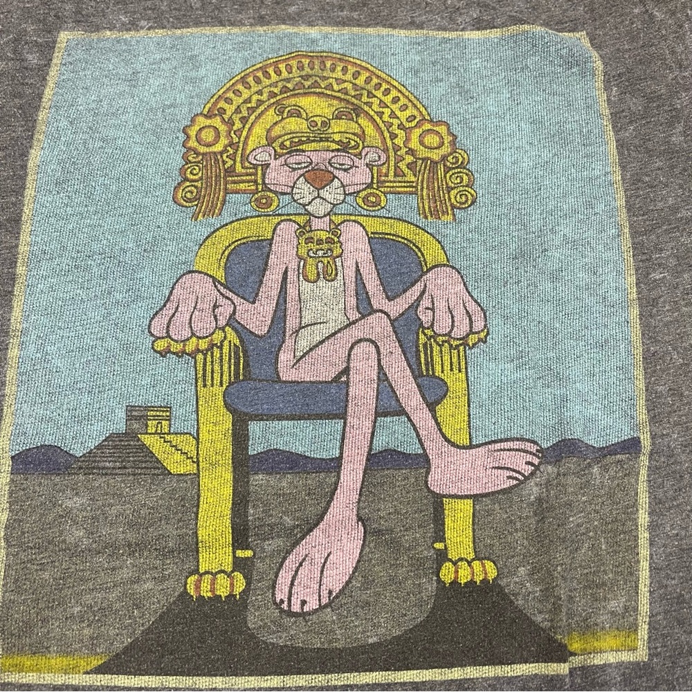 Gray Graphic Tee with Pink Character